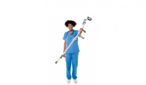 physician holding cane