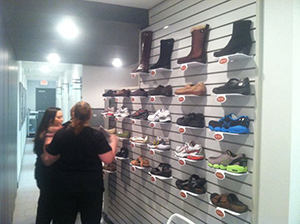 Country Foot Care's Katie and Melanie design the look of our new Medical Shoe Store in our Williston Park office.