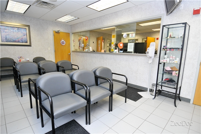 Inside waiting room at Mineola podiatrist on Long Island