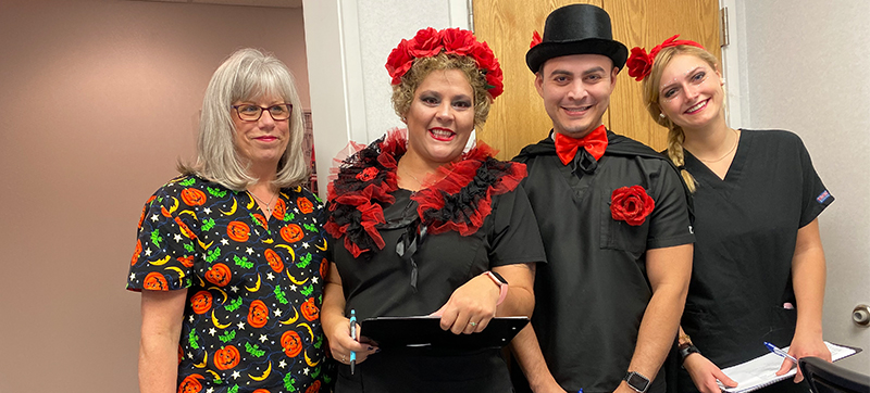 COUNTRY FOOT CARE staff dressed up in halloween costumes
